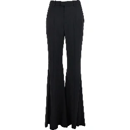 Black Pants with Belt Loops and Flared Leg in Viscose Woman