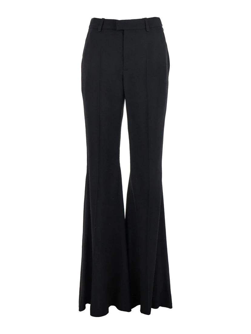 Black Pants with Belt Loops and Flared Leg in Viscose Woman
