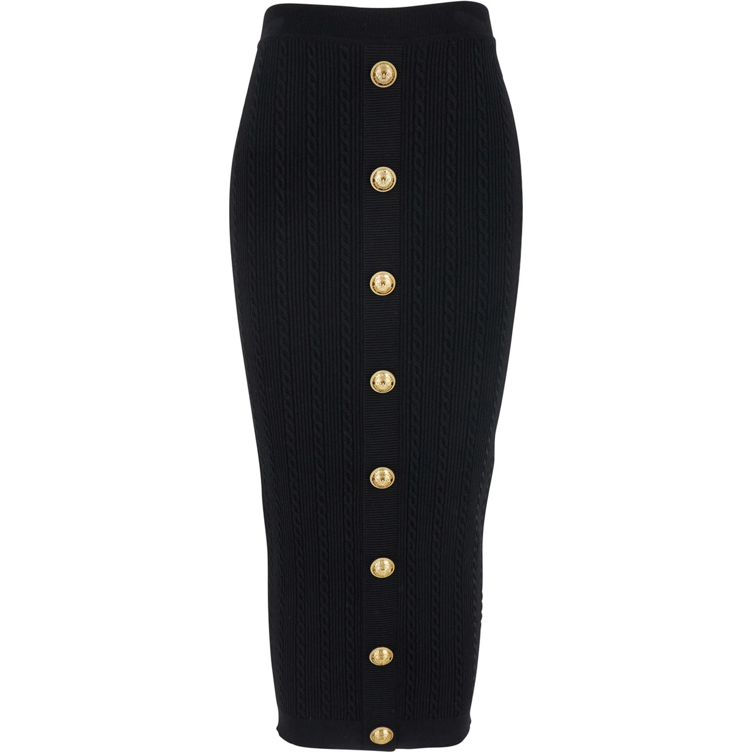 Black Skirt with Logo Buttons and Zip Closure in Viscose Blend Woman