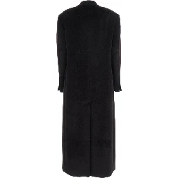 Brown Double-Breasted Coat with Golden Buttons in Faux Fur Woman