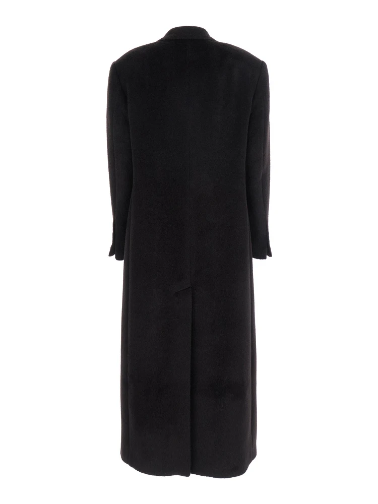 Brown Double-Breasted Coat with Golden Buttons in Faux Fur Woman alternative