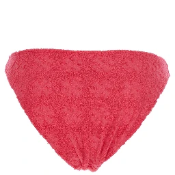 Terry Pink Bikini Bottoms with All-Over Logo Embroidery in Cotton Blend Stretch Woman