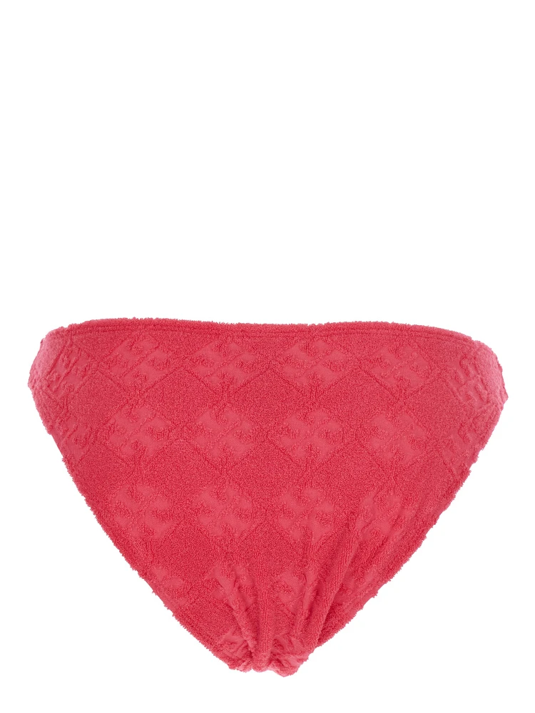 Terry Pink Bikini Bottoms with All-Over Logo Embroidery in Cotton Blend Stretch Woman alternative