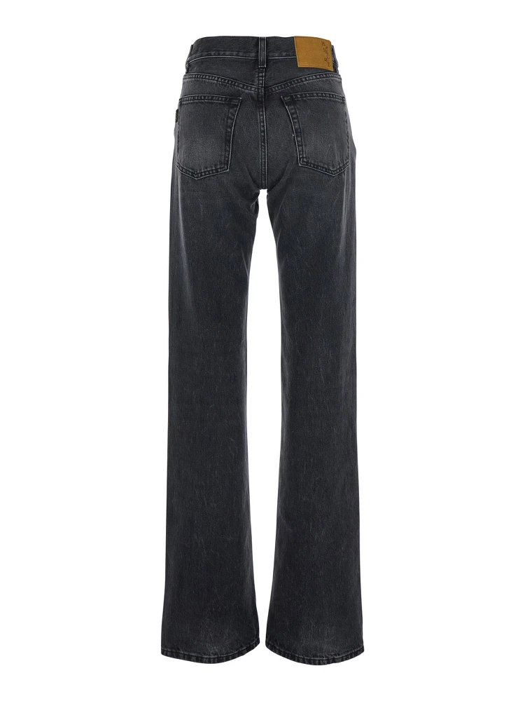 Black Jeans with Belt Loops and Logo Patch on the Rear in Denim Woman alternative