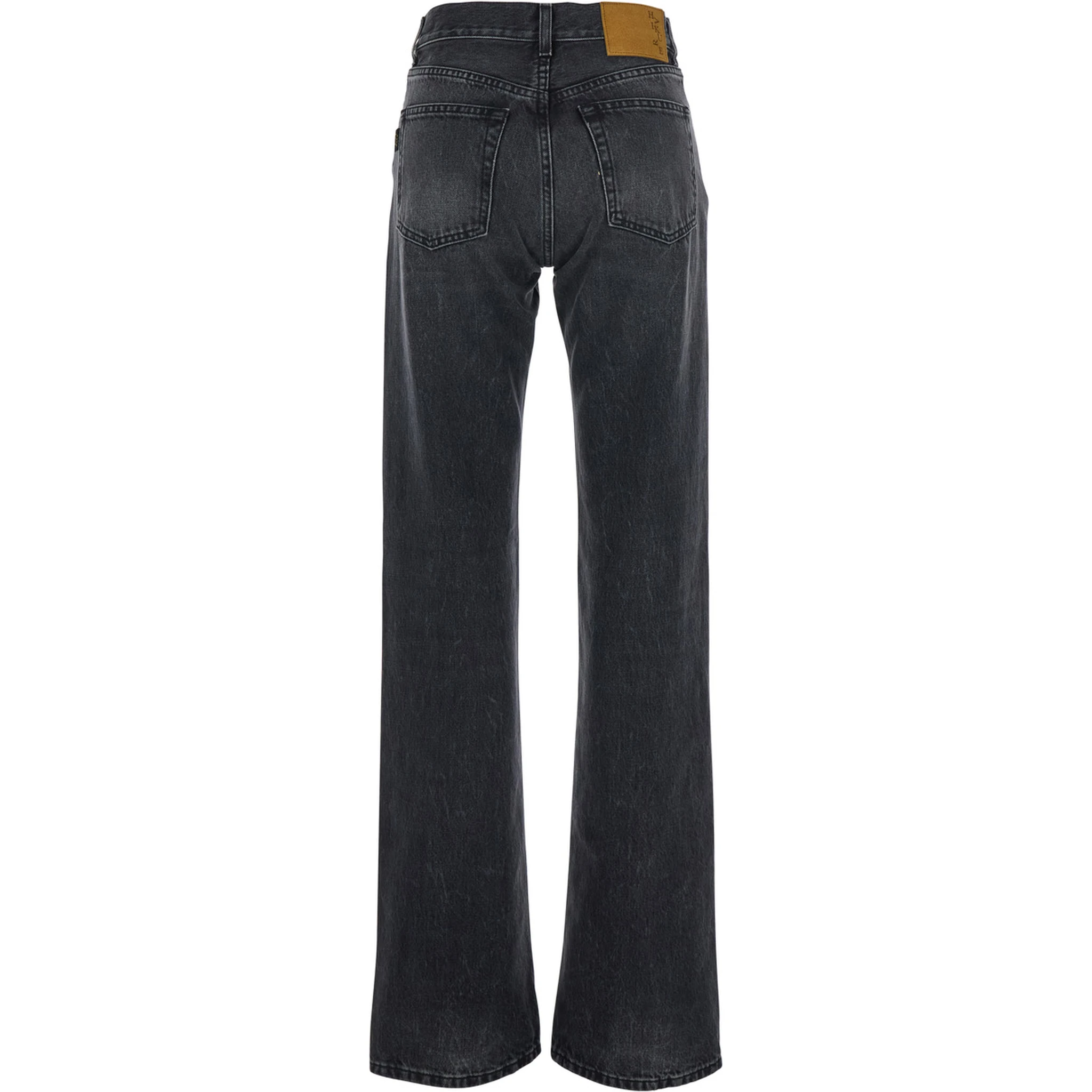 Black Jeans with Belt Loops and Logo Patch on the Rear in Denim Woman