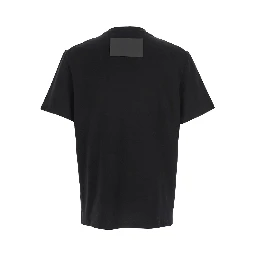 Black Crewneck T-Shirt with Logo Patch on the Rear in Cotton Man
