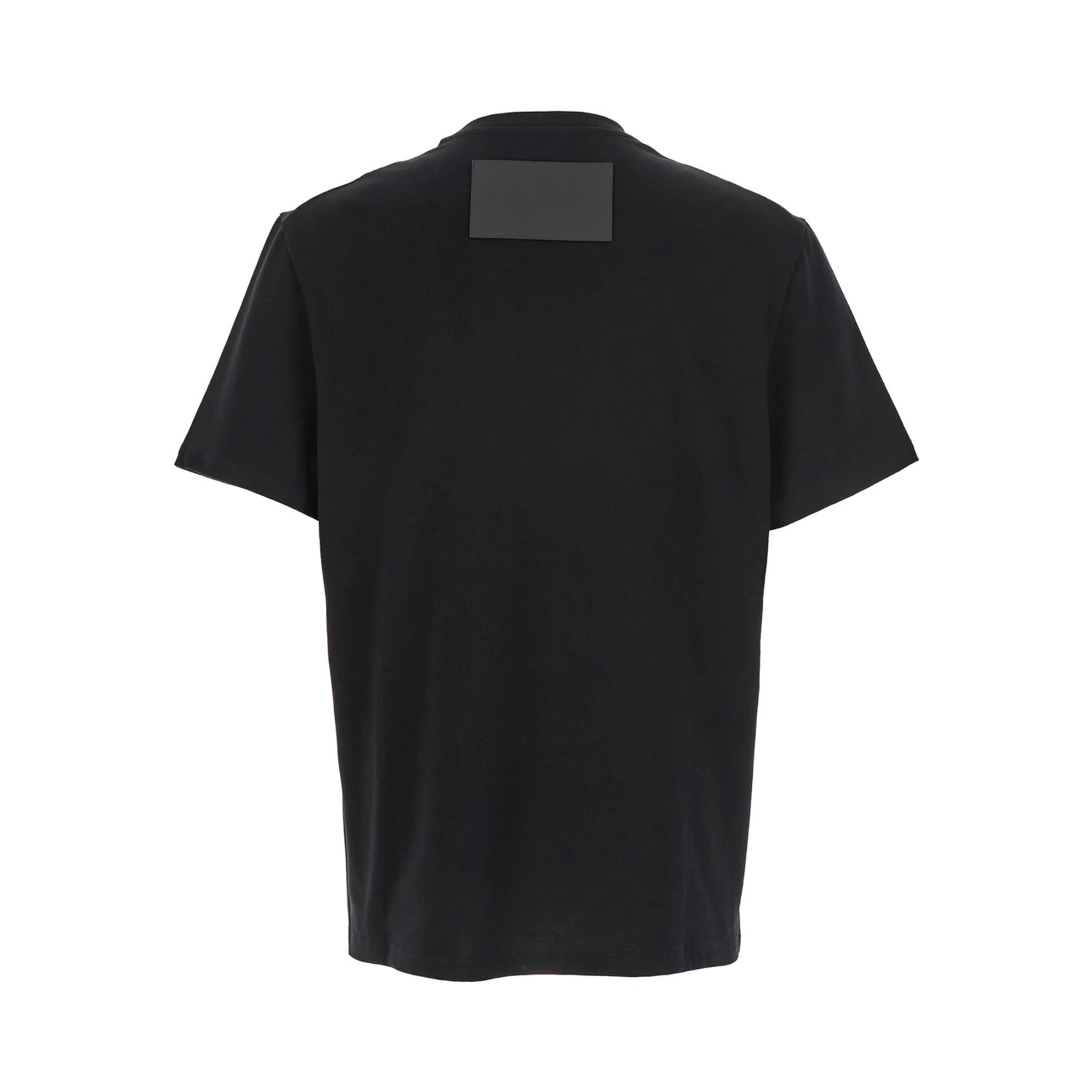 Black Crewneck T-Shirt with Logo Patch on the Rear in Cotton Man