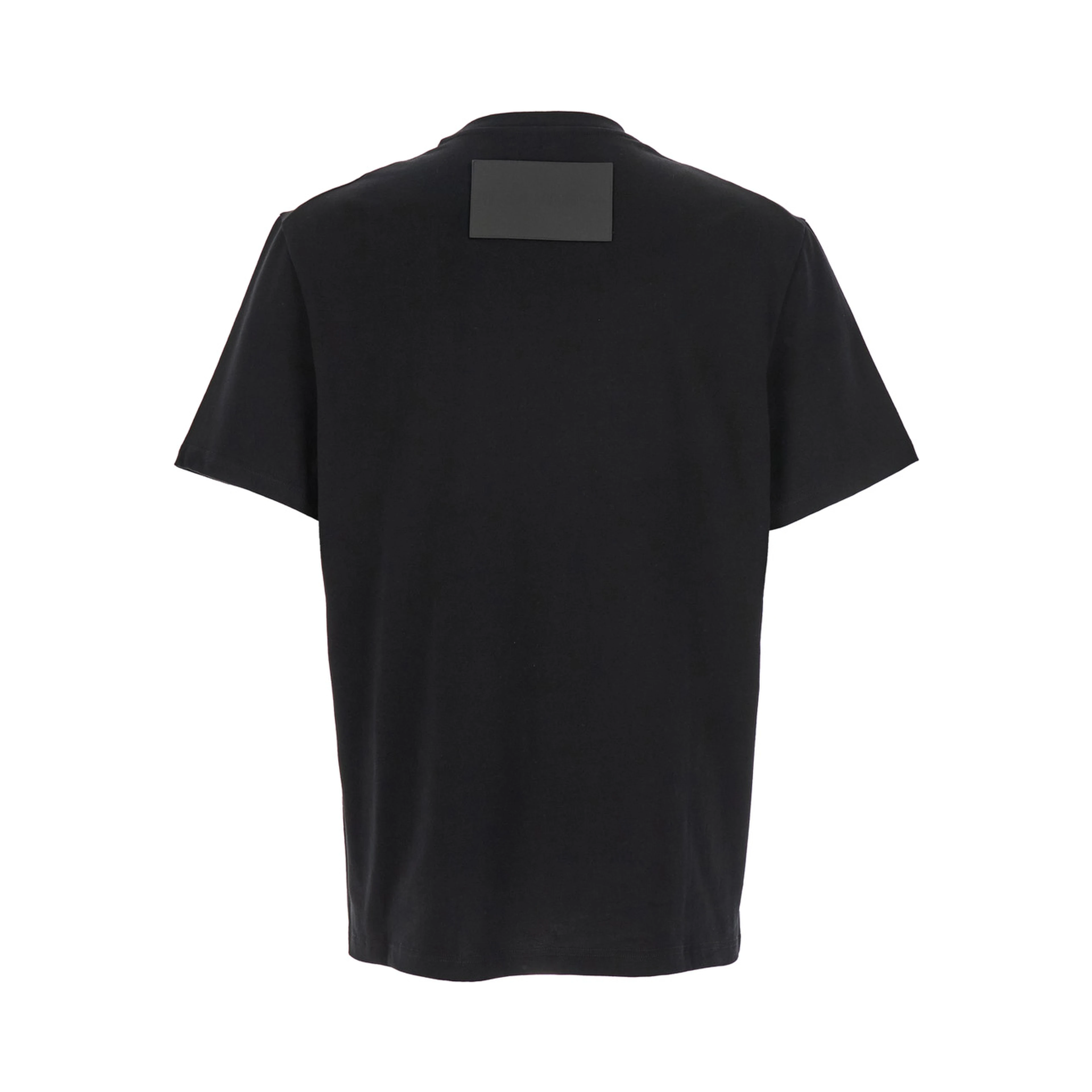 Black Crewneck T-Shirt with Logo Patch on the Rear in Cotton Man