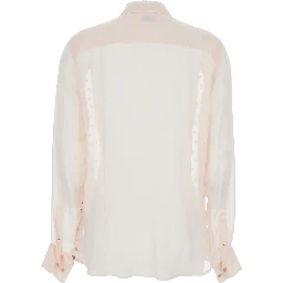 Chowy Pink Shirt with Classic Collar and Rhinestone Embellishments on the Front in Viscose Woman