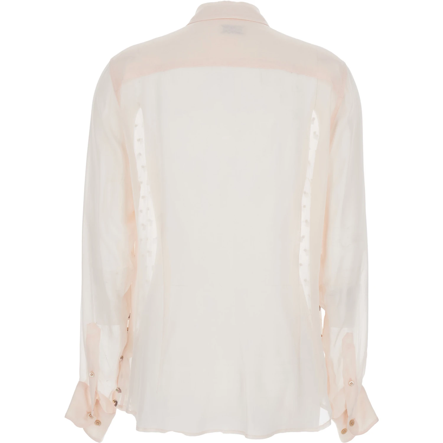 Chowy Pink Shirt with Classic Collar and Rhinestone Embellishments on the Front in Viscose Woman