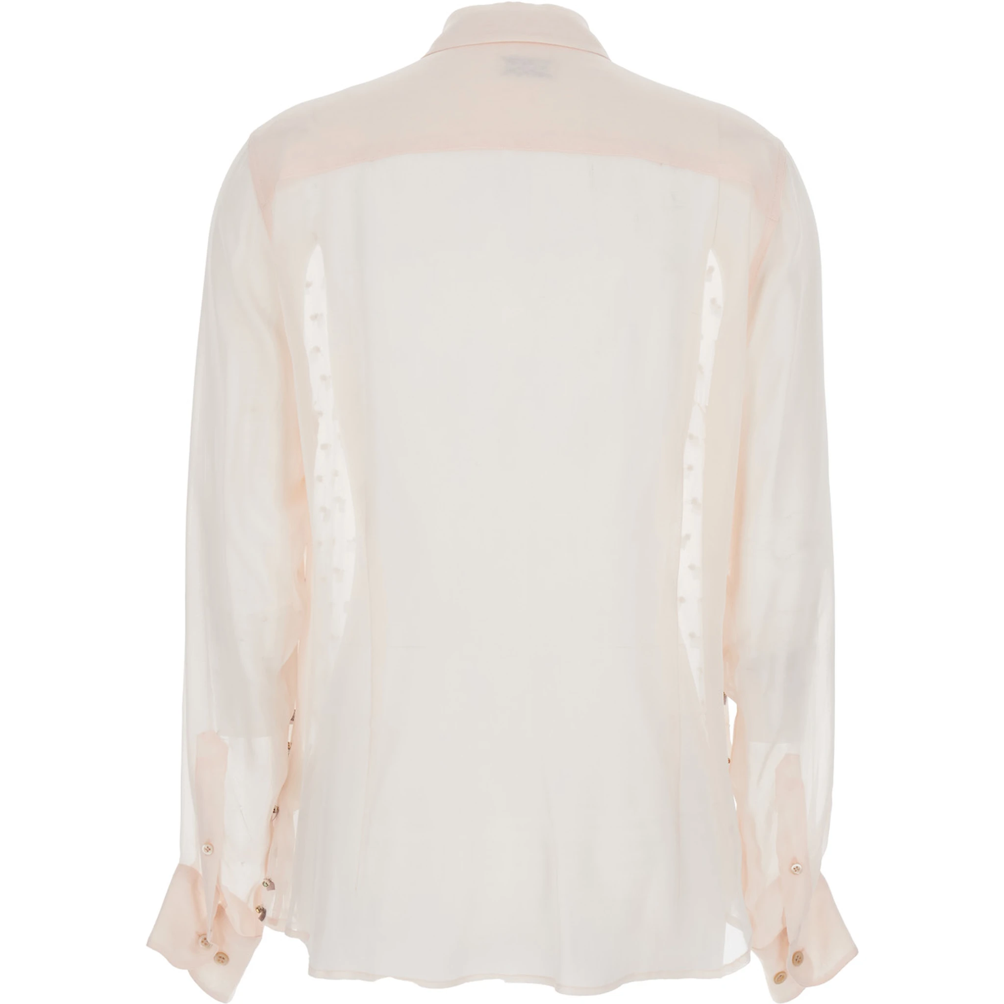 Chowy Pink Shirt with Classic Collar and Rhinestone Embellishments on the Front in Viscose Woman