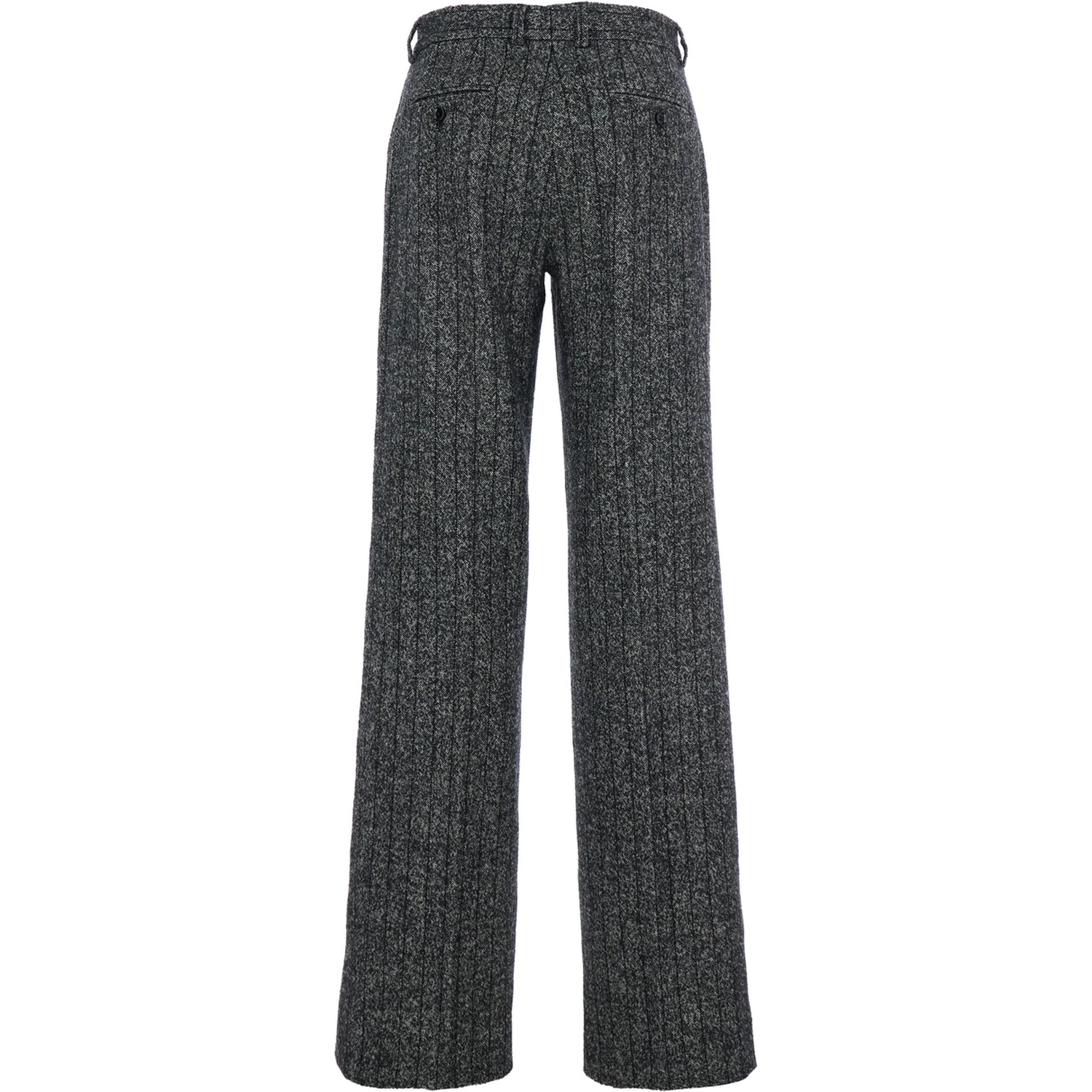 Grey Pants with Wide Leg and Pinstripe Motif in Wool Blend Stretch Woman