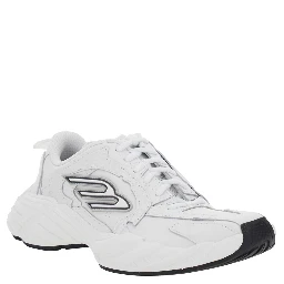 Monday White Low Top Sneakers with Logo Detail on the Side and Size Patch on the Heel in Leather Woman