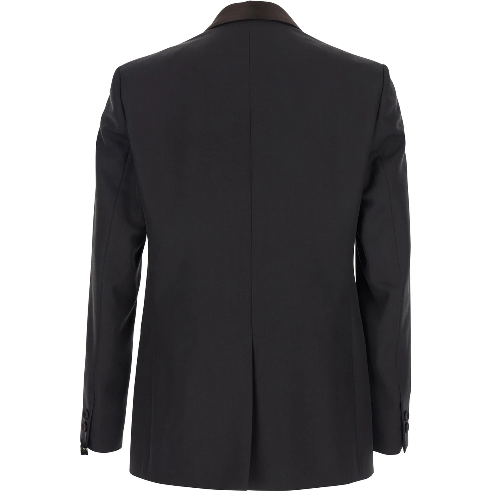 Brown Single-Breasted Jacket with Notched Revers in Wool Blend Man