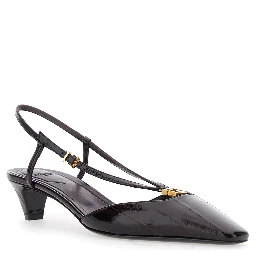 Brown Pumps with FF Logo on the Front in Hagfish Leather Woman