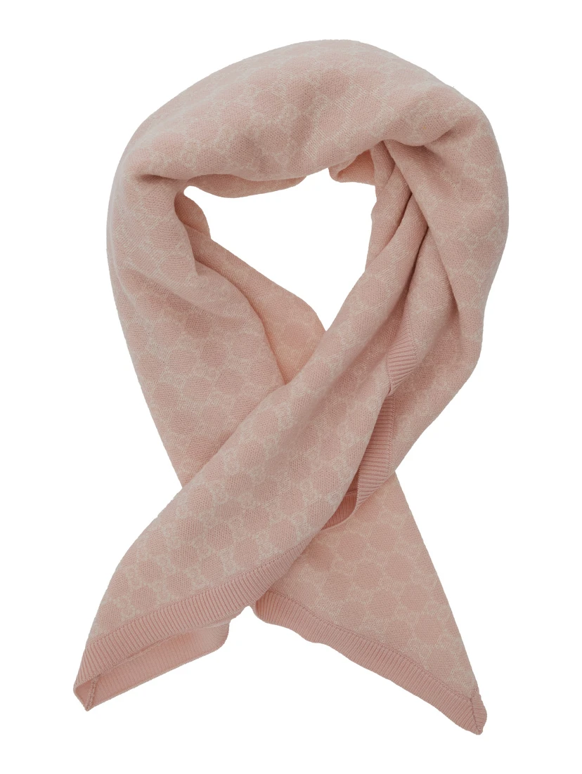 Pink Square Scarf in GG Wool Girl