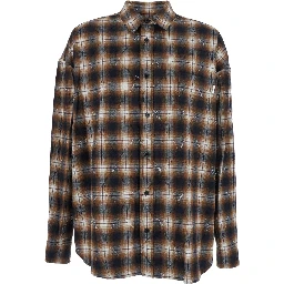 Multicolor Shirt with Classic Collar and All-Over Check Motif in Cotton Man