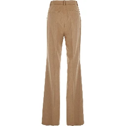 Beige Pants with Belt Loops and Pence Details in Wool Blend Woman