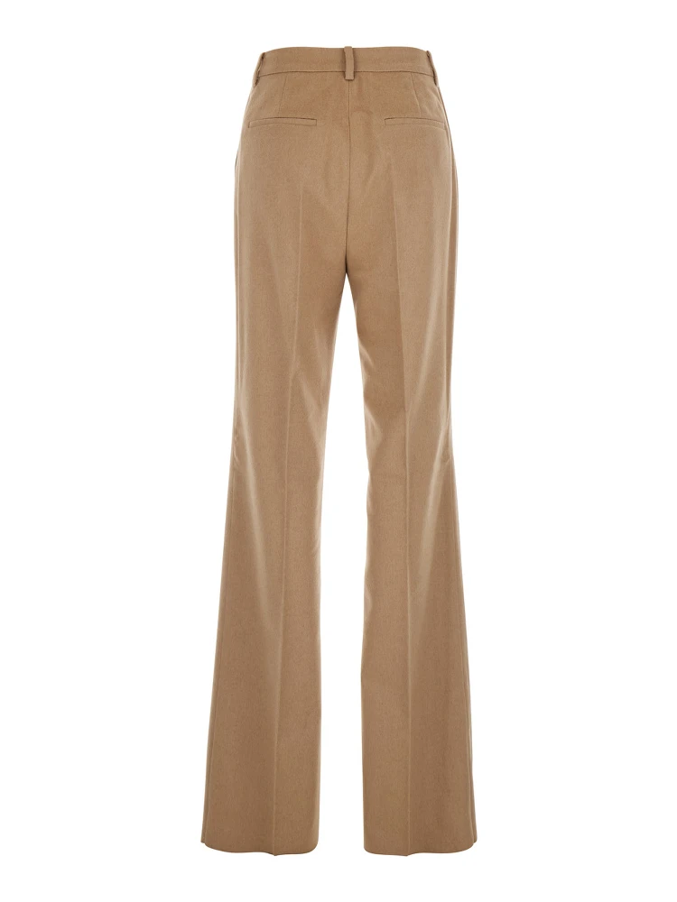 Beige Pants with Belt Loops and Pence Details in Wool Blend Woman alternative
