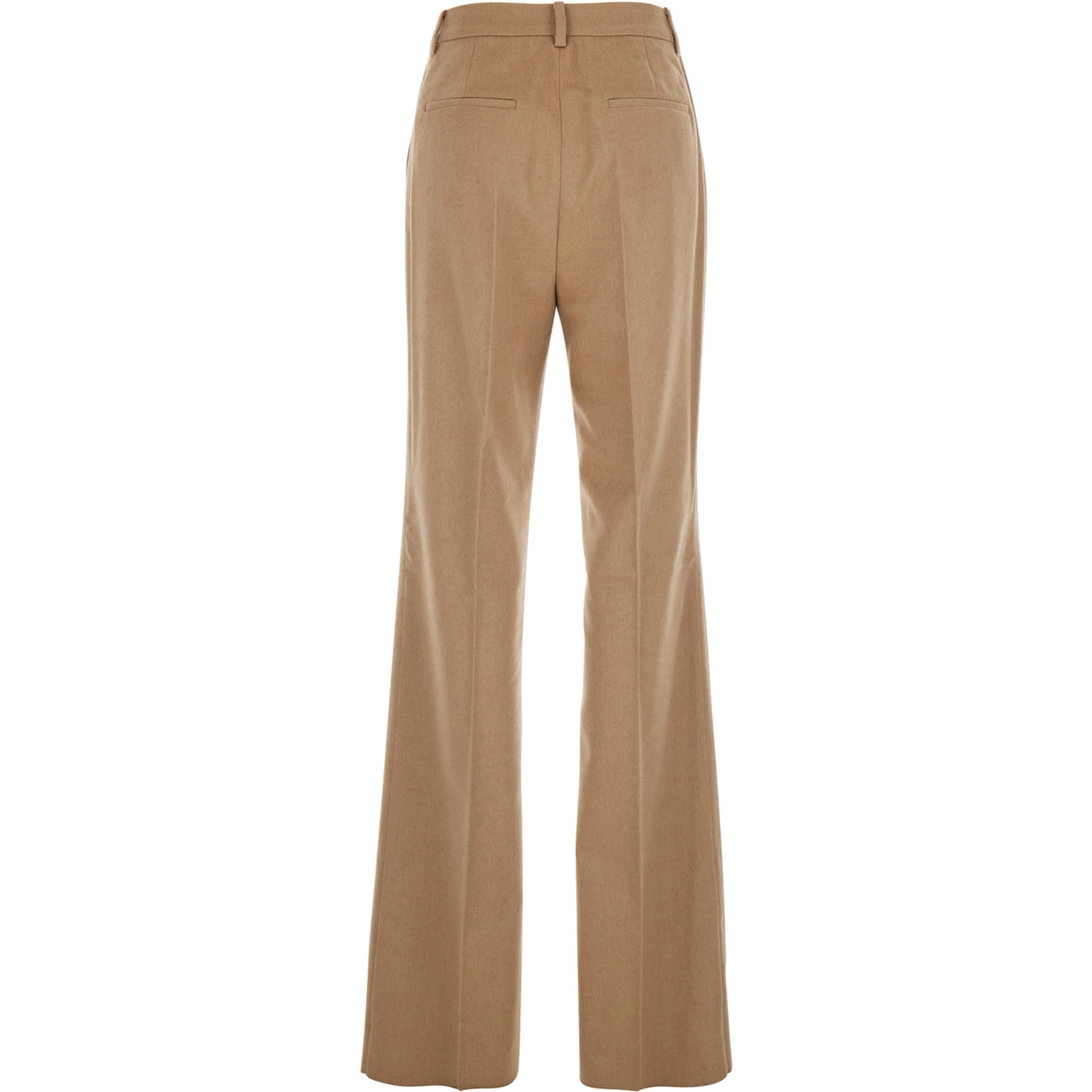 Beige Pants with Belt Loops and Pence Details in Wool Blend Woman