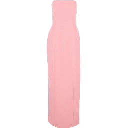 Anderson Pink Long Dress with Bare Shoulder and Back Slit in Twill Woman