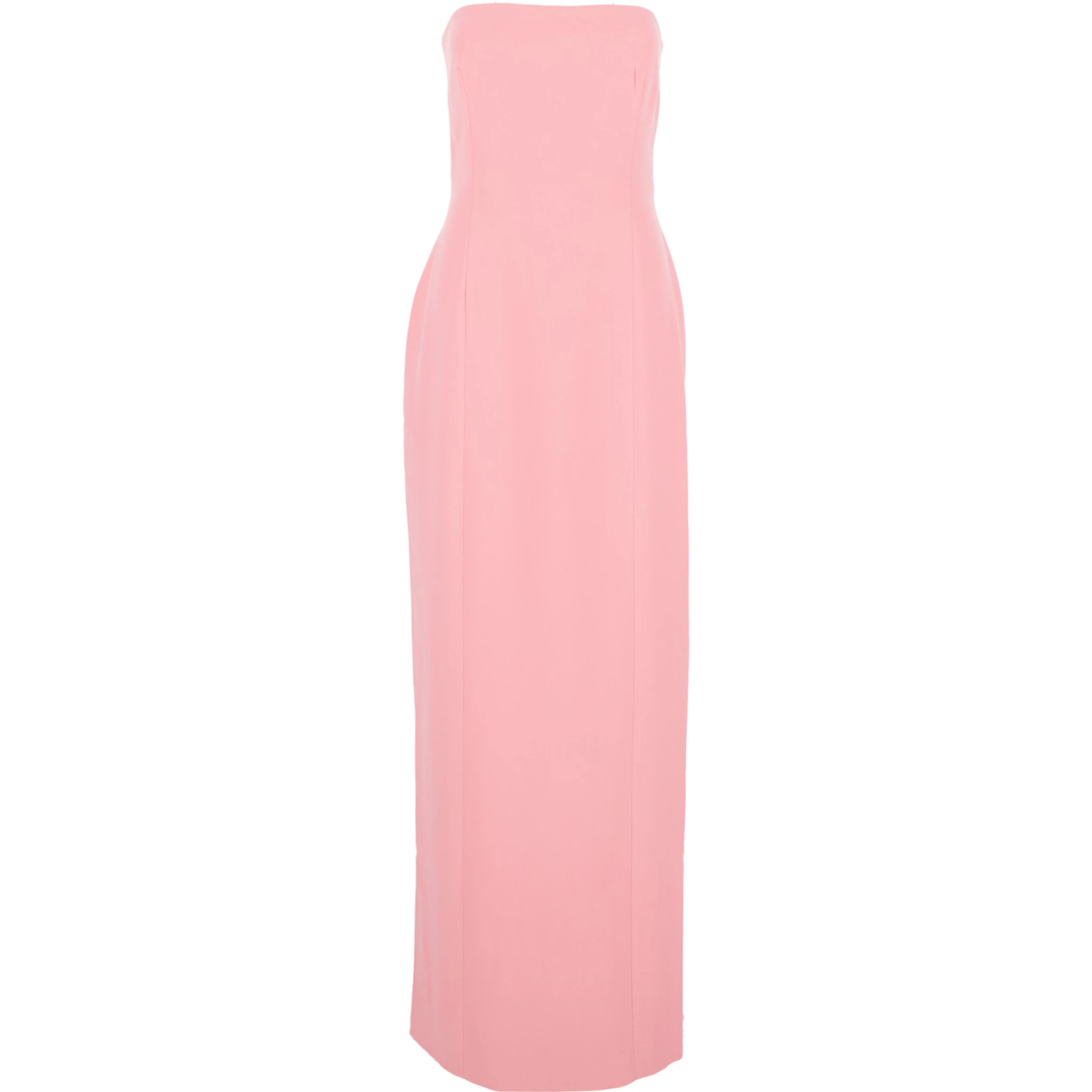 Anderson Pink Long Dress with Bare Shoulder and Back Slit in Twill Woman