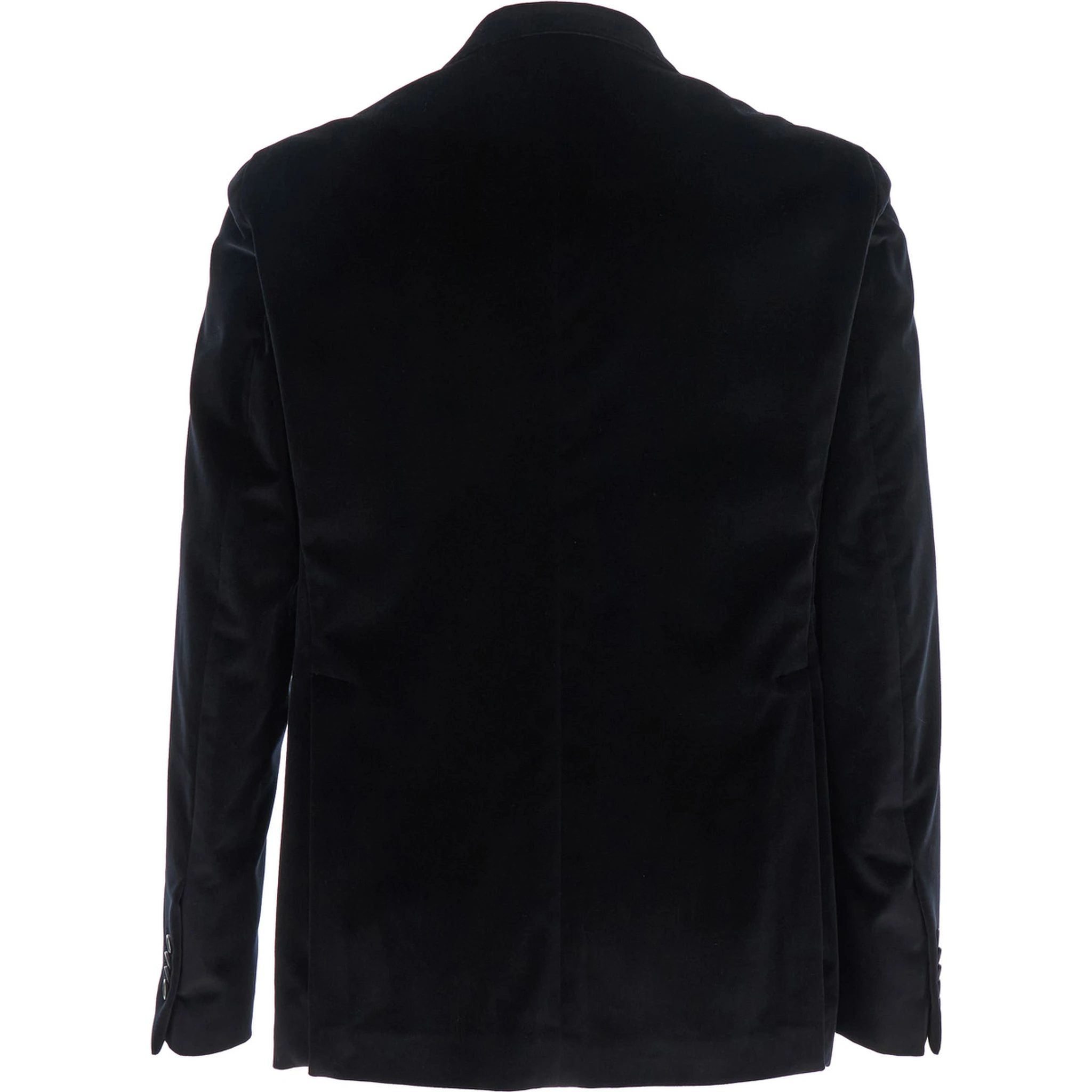 Black Single-Breasted Jacket with Notched Revers in Velvet Man