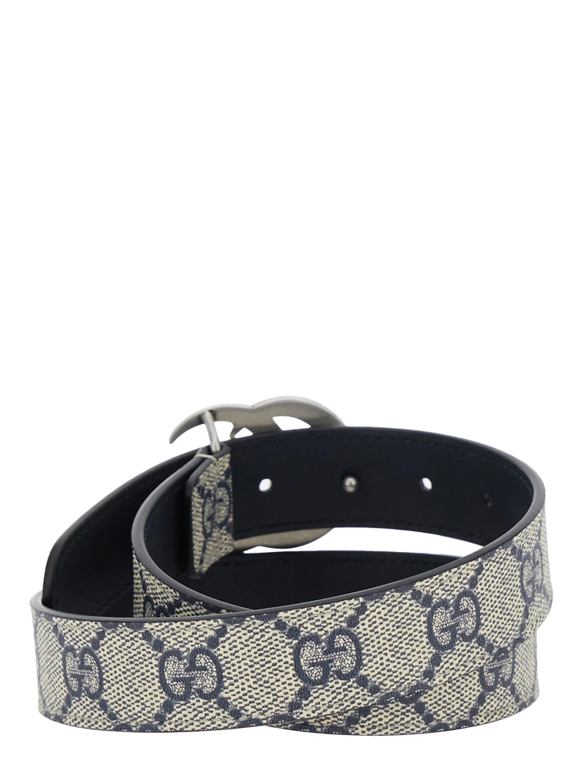 Beige Belt with GG Buckle in GG Canvas Boy