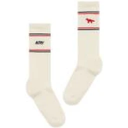White Socks with Logo Lettering on the Side and Fox Patch in Cotton Man