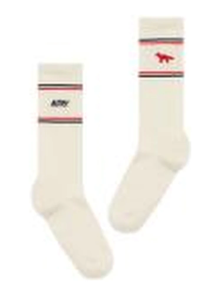 White Socks with Logo Lettering on the Side and Fox Patch in Cotton Man