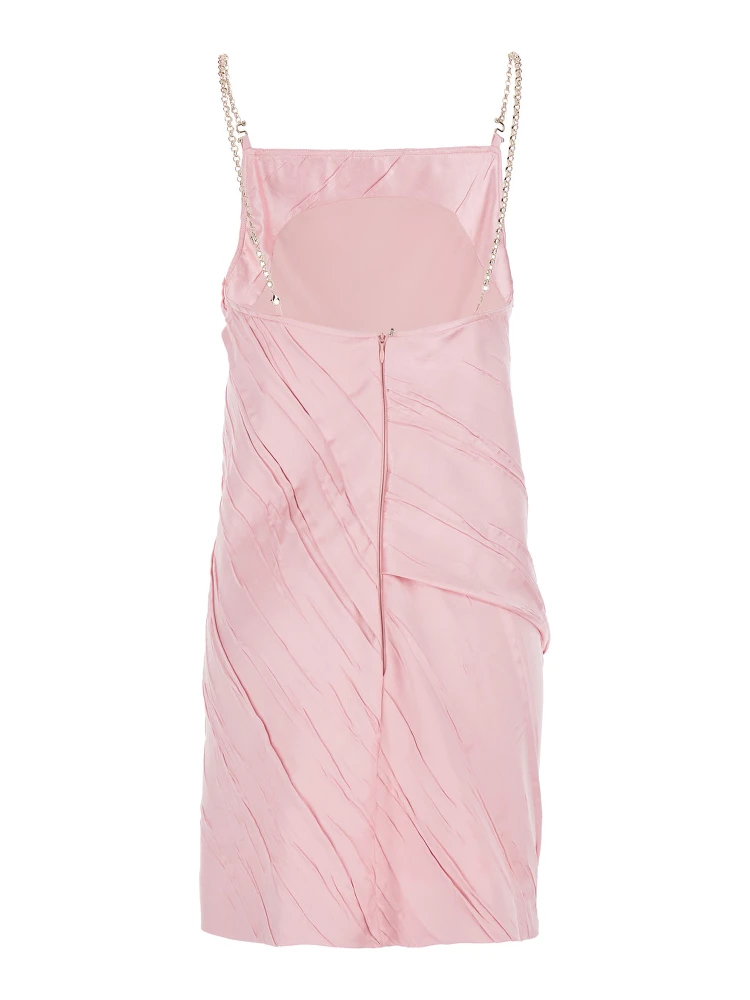 Carta Pink Dress with Removable Chain-Link Shoulder Strap and Pleated Design in Tech Fabric Woman alternative
