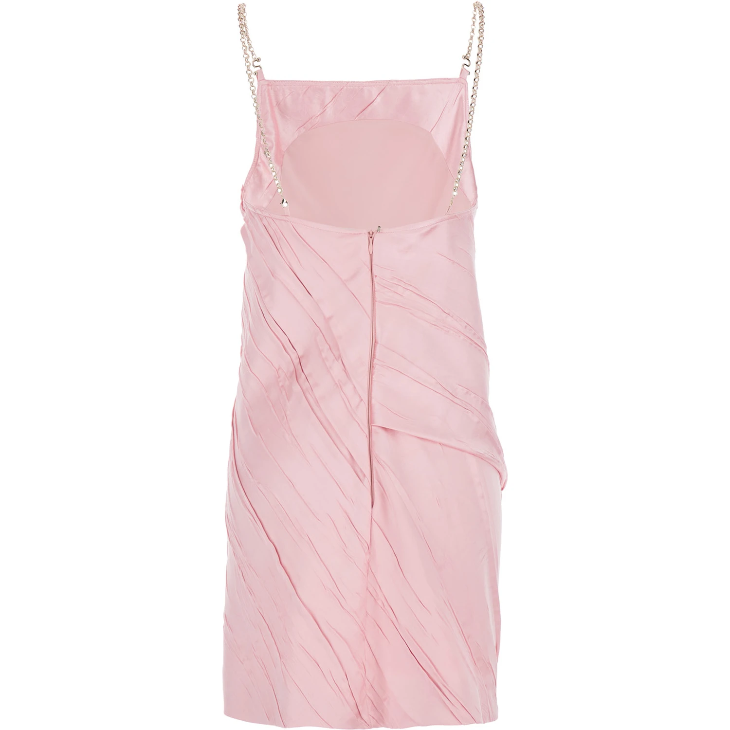 Carta Pink Dress with Removable Chain-Link Shoulder Strap and Pleated Design in Tech Fabric Woman