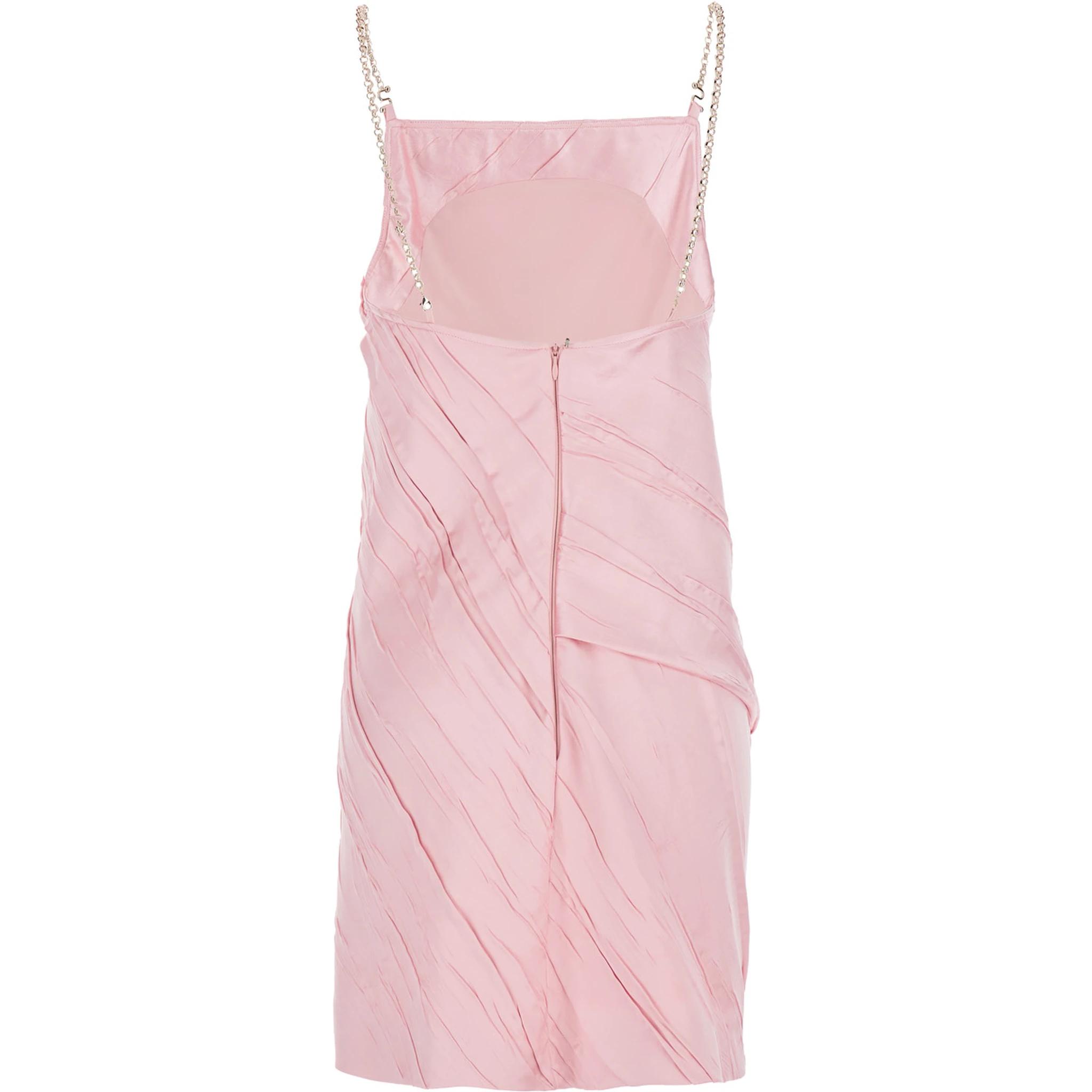 Carta Pink Dress with Removable Chain-Link Shoulder Strap and Pleated Design in Tech Fabric Woman