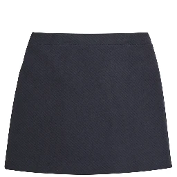 Blue A-Line Skirt with Double-Breasted Closure and Logo Patch on the Front in Cotton Blend Girl