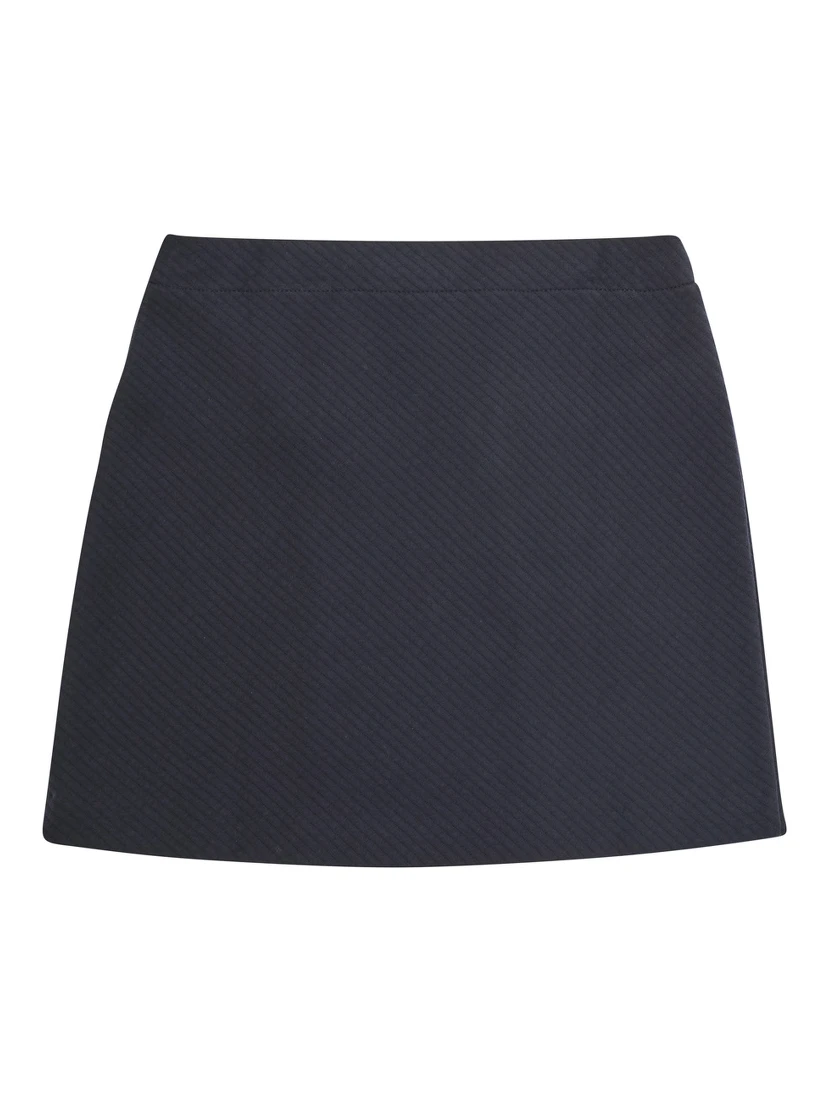 Blue A-Line Skirt with Double-Breasted Closure and Logo Patch on the Front in Cotton Blend Girl