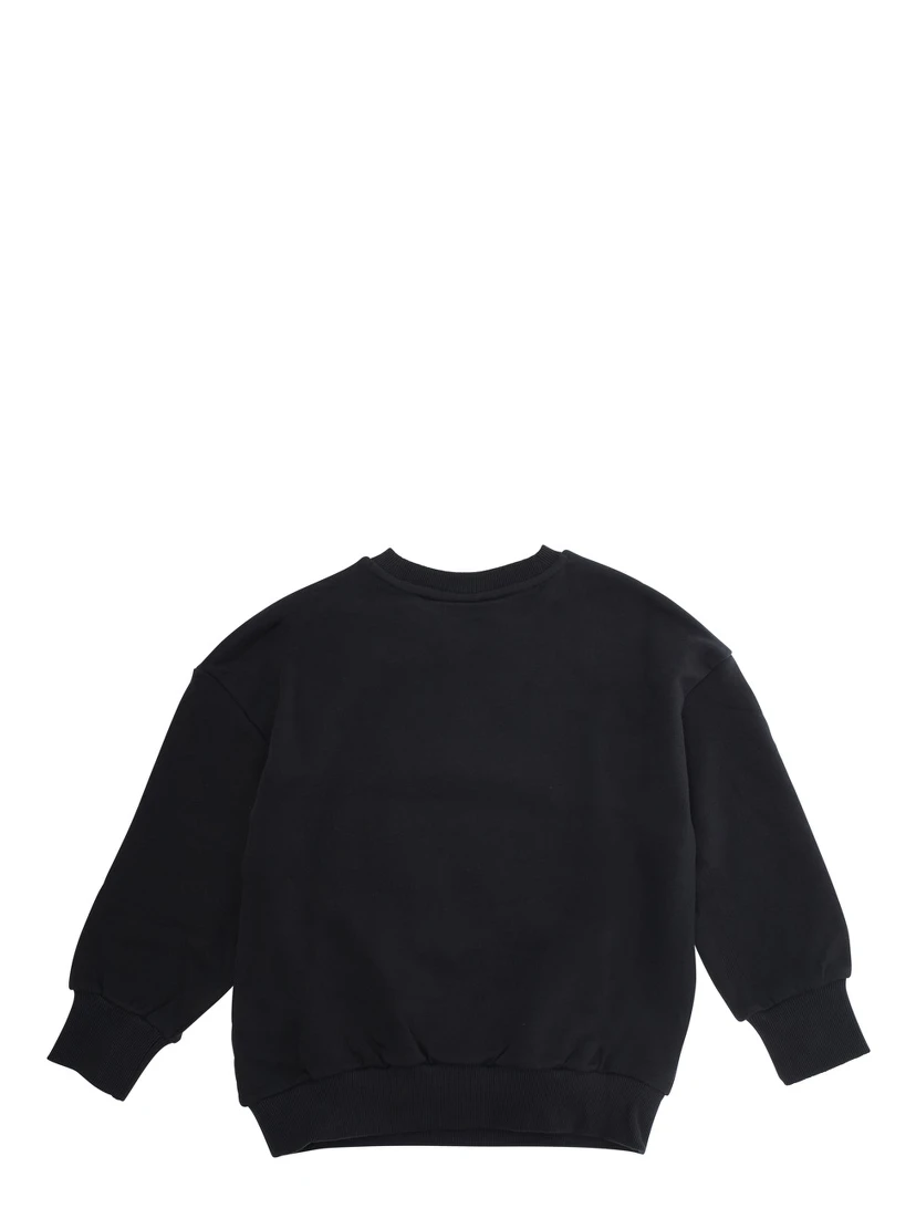 Black Sweatshirt with Maxi Logo on the Front in Cotton Boy