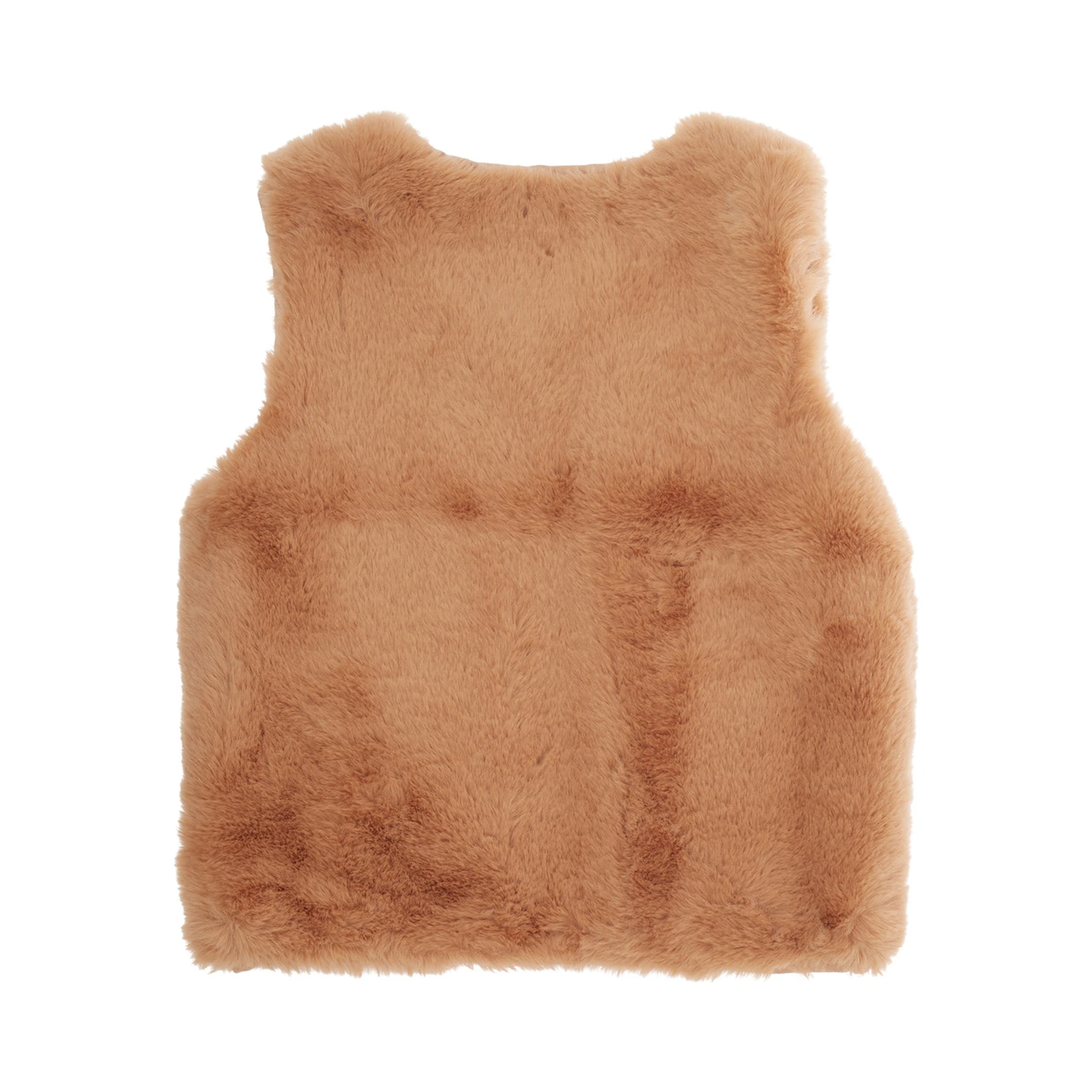 Beige Vest with Logo Patch on the Front in Faux Fur Boy