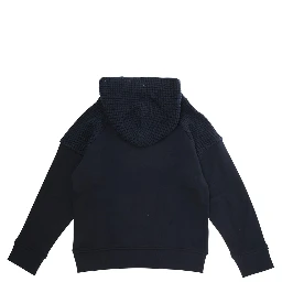 Blue Sweatshirt with Honeycomb Inserts and Embroidered Logo in Cotton Boy