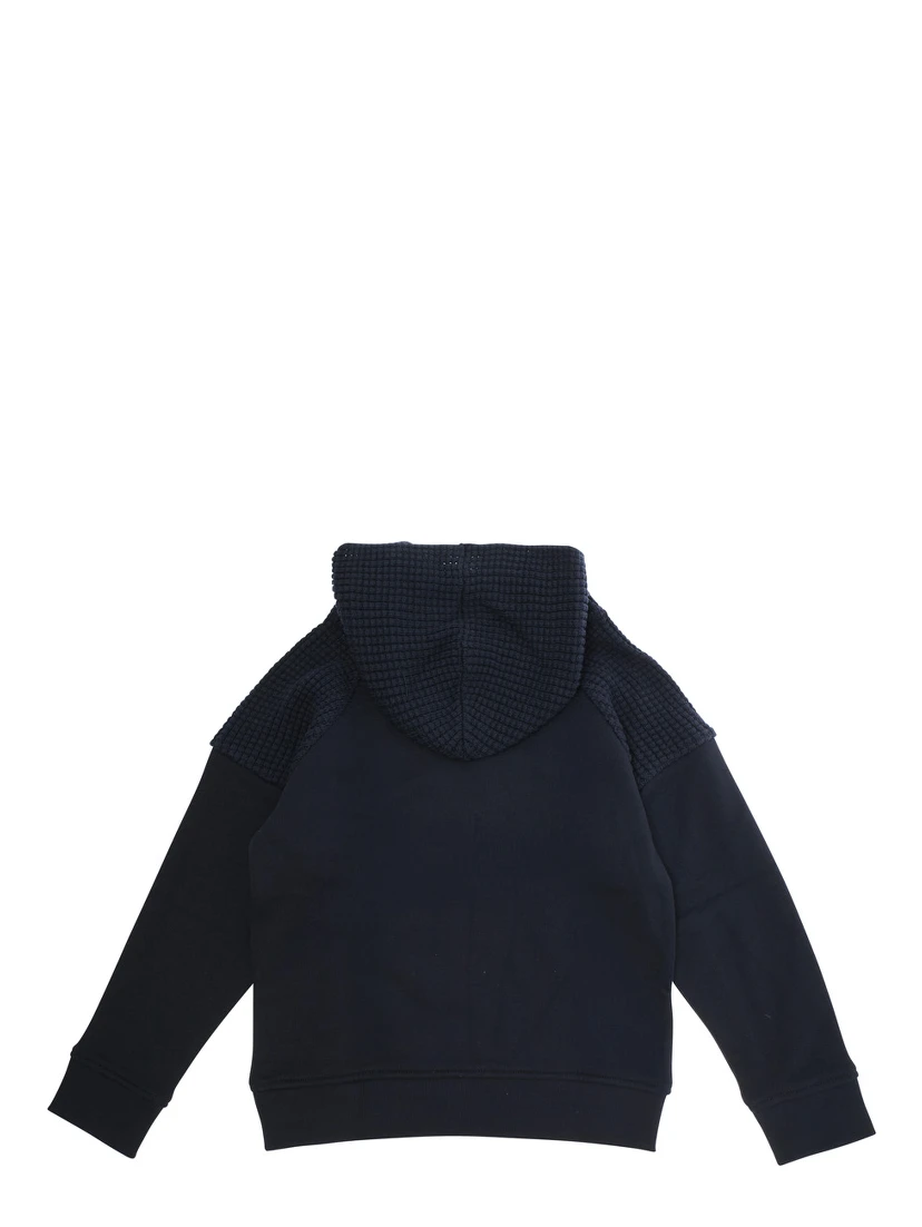 Blue Sweatshirt with Honeycomb Inserts and Embroidered Logo in Cotton Boy
