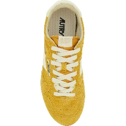 Windspin Low Yellow Sneaker with Logo on the Side and on the Heel in Suede Woman