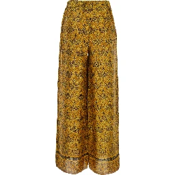 Iris Multicolor Pants with Wide Leg and All-Over Print in Silk Woman