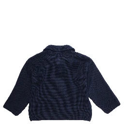 Blue Sweater with Classic Collar and Panda Patch on the Front in Cotton Boy