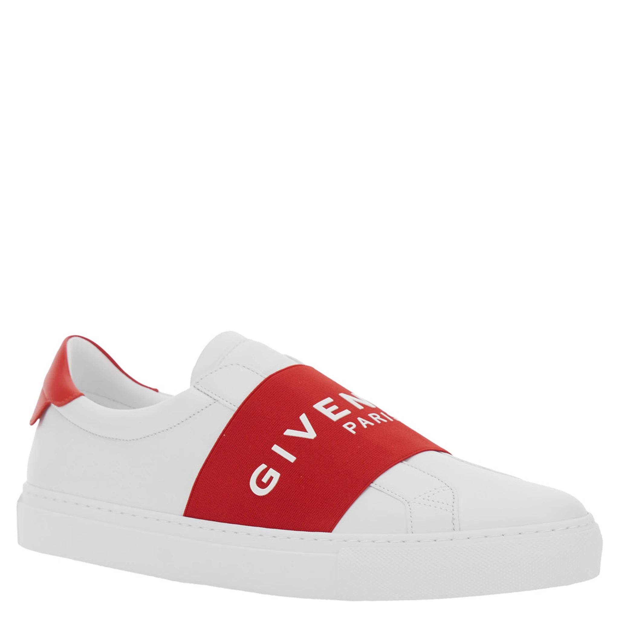 Urban White Low Top Sneakers with Contrasting Band with Logo Lettering in Leather Man