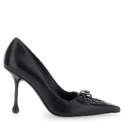 Scarlett Black Pumps with High Stiletto Heel and Front Laces in Leather Woman