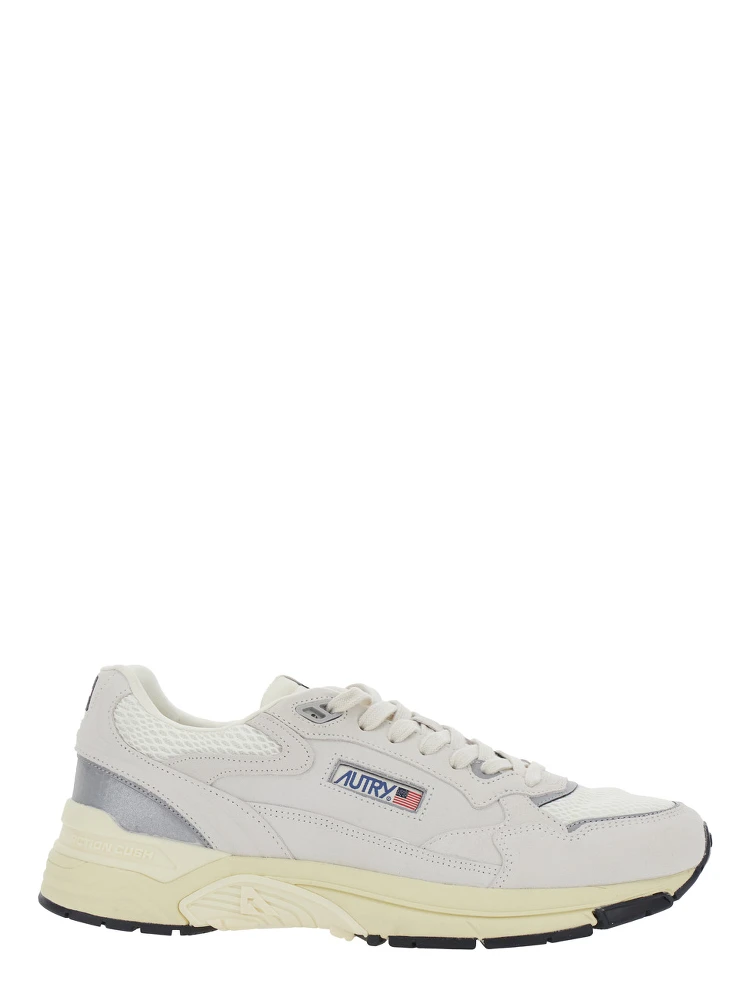 Hyperway White Low Top Sneakers with Logo Patch on Tongue and Side in Tech Fabric Man