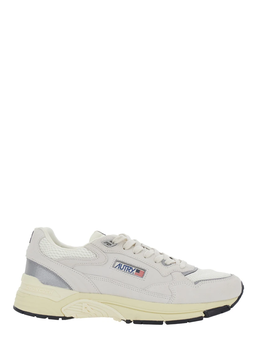 Hyperway White Low Top Sneakers with Logo Patch on Tongue and Side in Tech Fabric Man