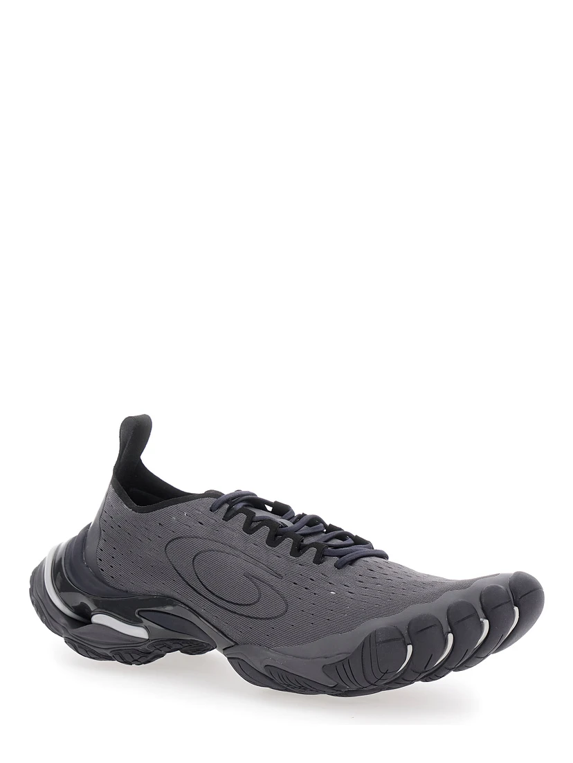 Anatomic Runner Black Sneaker with Anatomical Five-Toe Shape in Tech Fabric Man