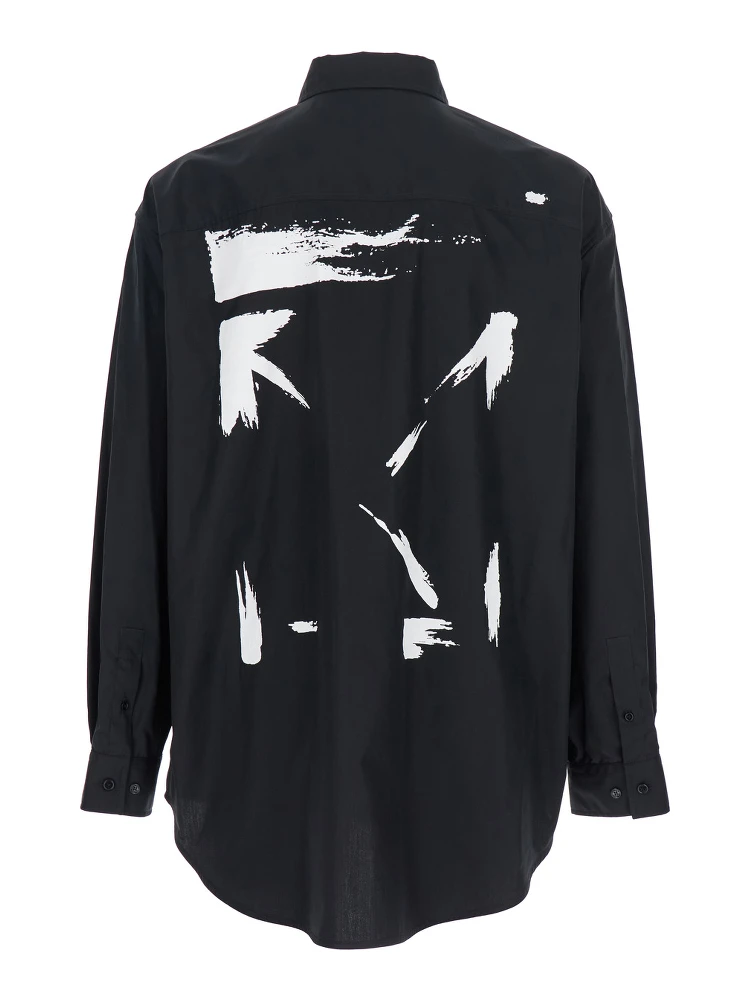 Brush Arrow Black Shirt with Logo Lettering on the Front and Maxi Print on the Rear in Cotton Blend Woman alternative