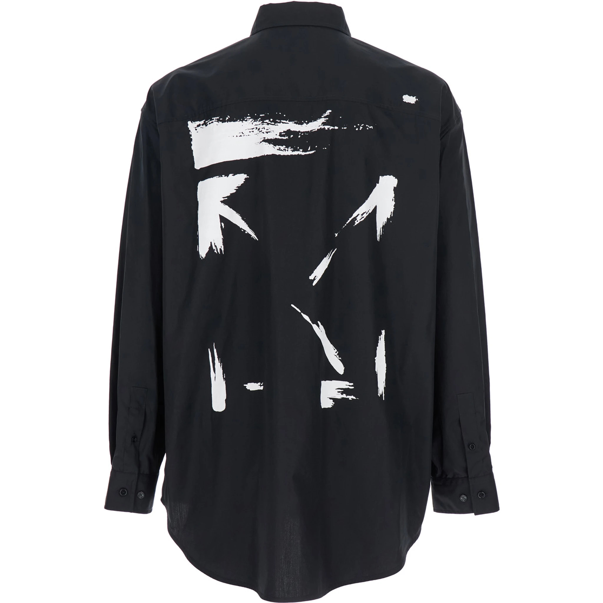 Brush Arrow Black Shirt with Logo Lettering on the Front and Maxi Print on the Rear in Cotton Blend Woman