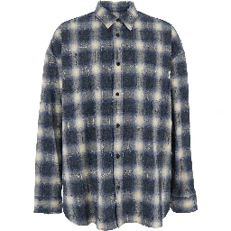 Multicolor Shirt with Classic Collar and All-Over Check Motif in Cotton Man